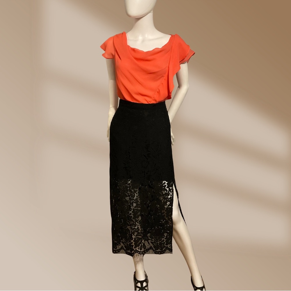 Chaser Women's Sz Med Black Lace Skirt NWT!